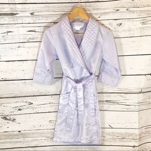Nordstrom Robe Girls 4 Satin Wrap Lavender Quilted Shawl Pockets